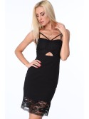 Dress with straps on the neckline, black ZZ290 - Online store - Boutique